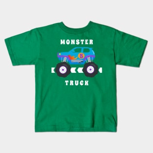 Vector illustration of monster truck with cartoon style. Kids T-Shirt